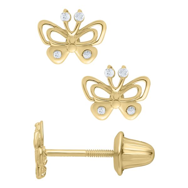 Kiddie Kraft Yellow Gold CZ Earrings SVS Fine Jewelry Oceanside, NY