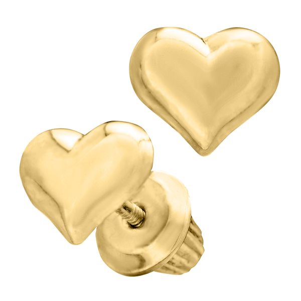 Kiddie Kraft Yellow Gold Heart Earrings Image 2 SVS Fine Jewelry Oceanside, NY