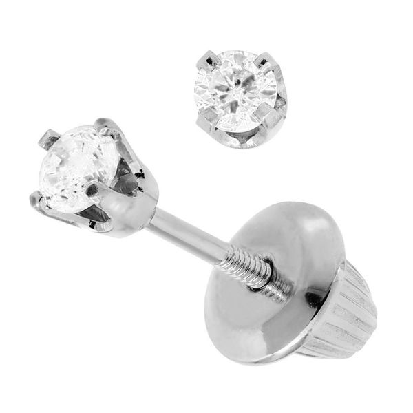 Kiddie Kraft White Gold Diamond Screwback Earrings SVS Fine Jewelry Oceanside, NY