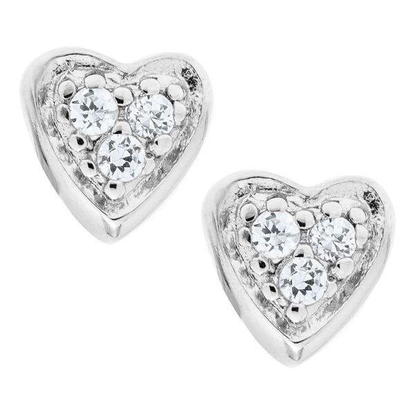 Kiddie Kraft Sterling Silver CZ Heart Earrings SVS Fine Jewelry Oceanside, NY