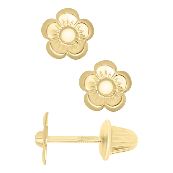 Kiddie Kraft Yellow Gold Flower Earrings SVS Fine Jewelry Oceanside, NY
