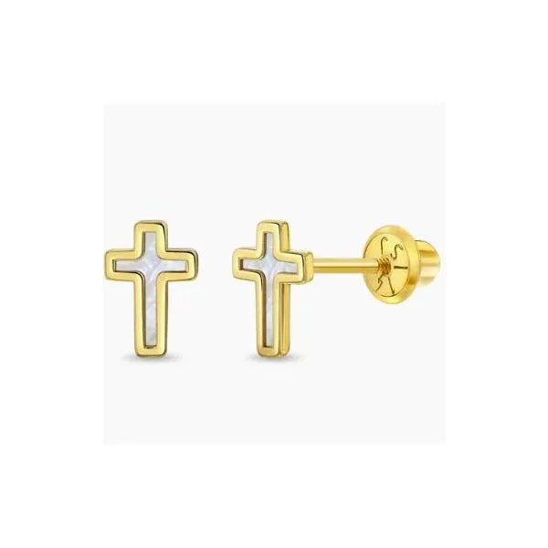 In Season Jewelry Yellow Gold & Mother Of Pearl Earrings SVS Fine Jewelry Oceanside, NY