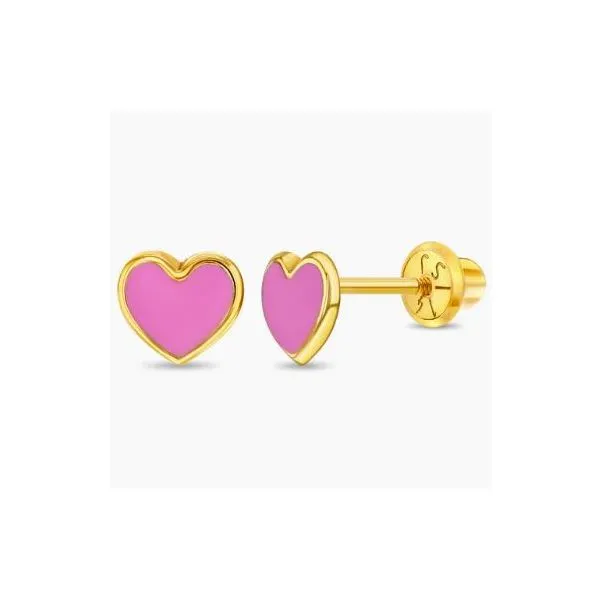 In Season Jewelry Yellow Gold & Enamel Heart Earrings