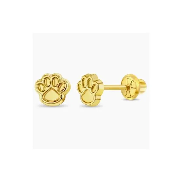 In Season Jewelry Yellow Gold Dog Paw Earrings