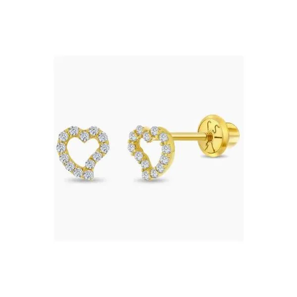 In Season Jewelry Yellow Gold & CZ Heart Earrings