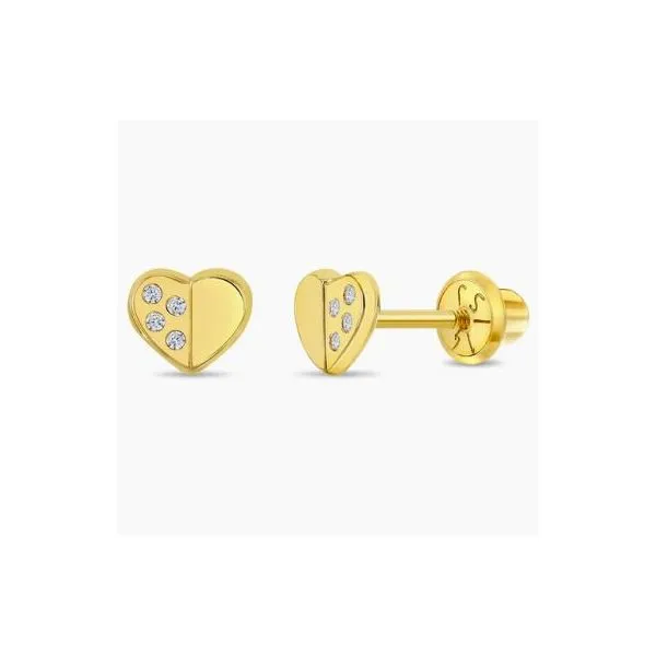 In Season Jewelry Yellow Gold & CZ Heart Earrings