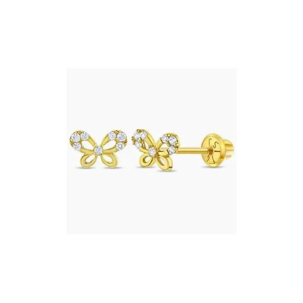 In Season Jewelry Yellow Gold & CZ Butterfly Earrings SVS Fine Jewelry Oceanside, NY