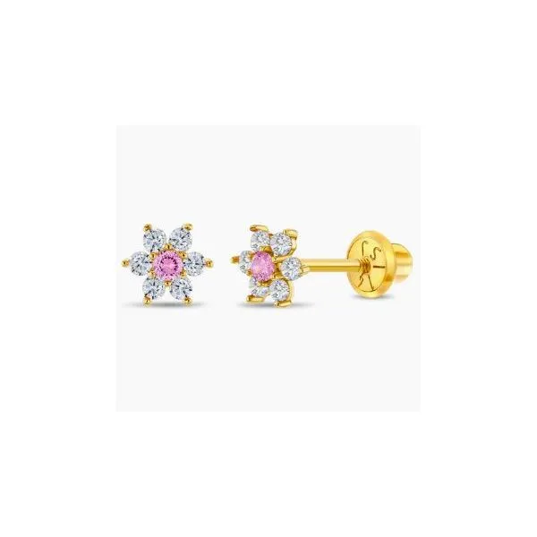 In Season Jewelry Yellow Gold & CZ Flower Earrings SVS Fine Jewelry Oceanside, NY
