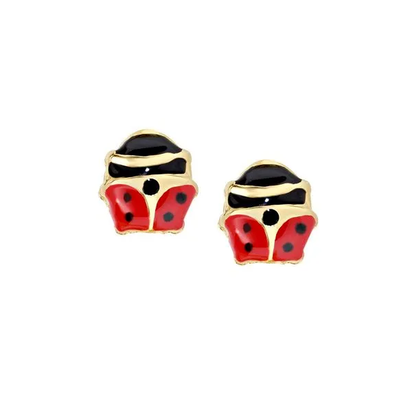 Amen Children's Yellow Gold Plated Stainless Steel Earrings SVS Fine Jewelry Oceanside, NY