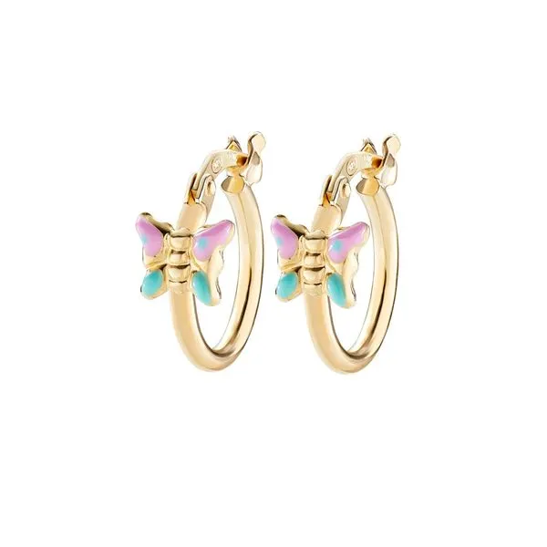 Amen Children's Yellow Gold Plated Stainless Steel Earrings SVS Fine Jewelry Oceanside, NY