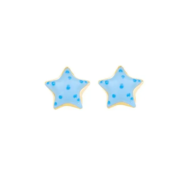 Amen Children's Yellow Gold Plated Stainless Steel Earrings SVS Fine Jewelry Oceanside, NY