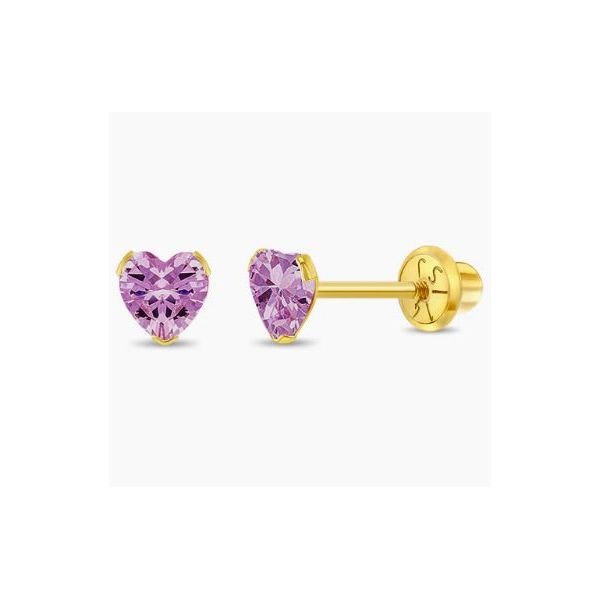In Season Jewelry Yellow Gold & CZ Heart Earrings SVS Fine Jewelry Oceanside, NY
