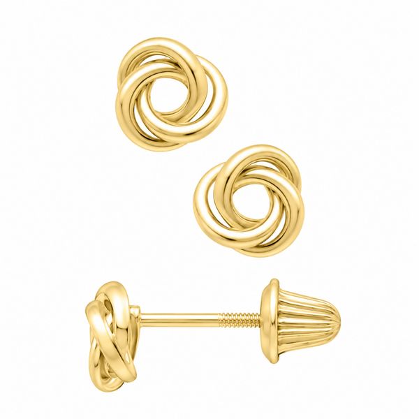 Kiddie Kraft Yellow Gold Love Knot Earrings SVS Fine Jewelry Oceanside, NY