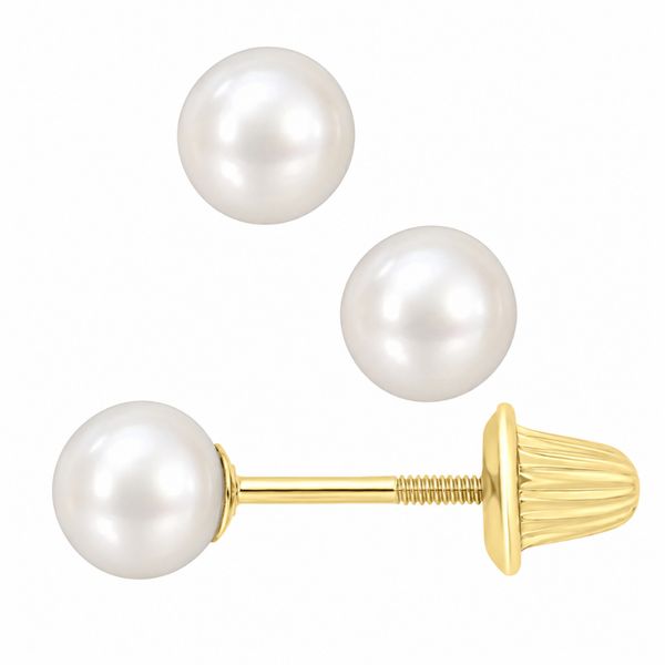 Kiddie Kraft Yellow Gold Cultured Pearl Earrings SVS Fine Jewelry Oceanside, NY