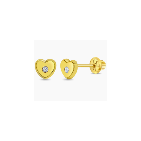 In Season Jewelry Yellow Gold & CZ Heart Earrings SVS Fine Jewelry Oceanside, NY