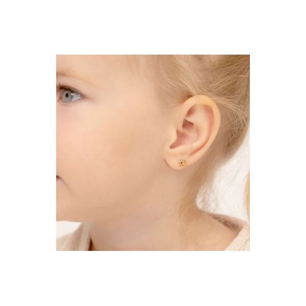 In Season Jewelry Yellow Gold Puffed Star Earrings Image 2 SVS Fine Jewelry Oceanside, NY