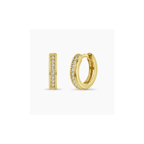 In Season Jewelry Yellow Gold & CZ Huggie Earrings SVS Fine Jewelry Oceanside, NY