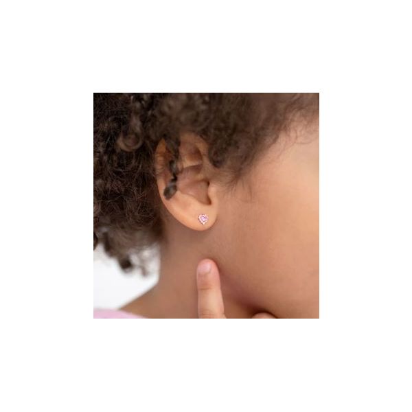 In Season Jewelry Yellow Gold & Heart CZ Earrings Image 2 SVS Fine Jewelry Oceanside, NY