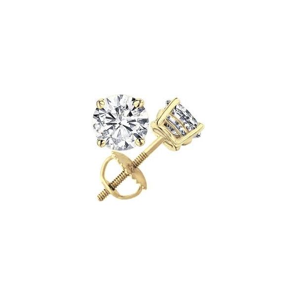 Yellow Gold Diamond Stud Earrings SVS Fine Jewelry Oceanside, NY