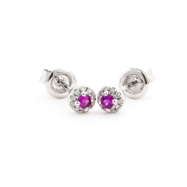 White Gold Diamond & Ruby Studs SVS Fine Jewelry Oceanside, NY