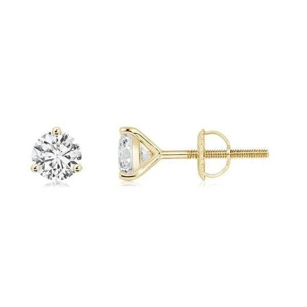 14K Yellow Gold 3-Prong Martini Set Screwback Diamond Stud Earrings Featuring 0.50Cttw SVS Fine Jewelry Oceanside, NY