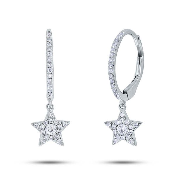 White Gold and Diamond Drop Earrings SVS Fine Jewelry Oceanside, NY