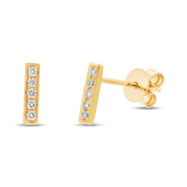 Shy Creation 14K Yellow Gold and Diamond Stud Earrings SVS Fine Jewelry Oceanside, NY
