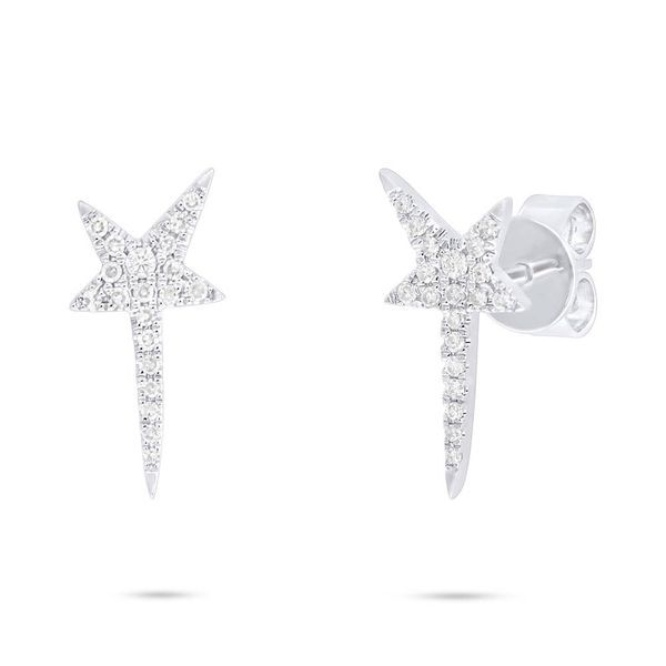 Shy Creation White Gold & Diamond Shooting Star Earrings SVS Fine Jewelry Oceanside, NY