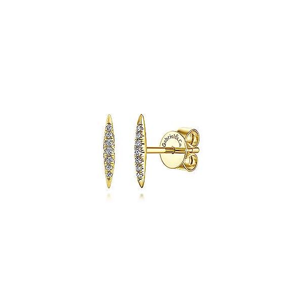 Gabriel & Co. Kaslique Yellow Gold Spike Stud Diamond Earrings, .07ctw SVS Fine Jewelry Oceanside, NY