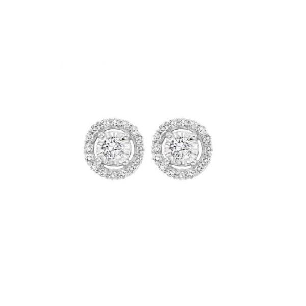 14K White Gold & Diamond Halo Earrings, 0.10Cttw SVS Fine Jewelry Oceanside, NY
