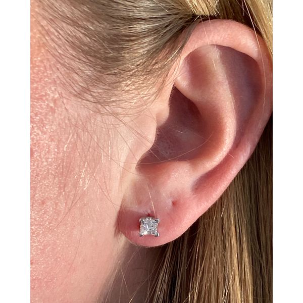 Princess Cut Diamond Studs, 1.04ctw Image 4 SVS Fine Jewelry Oceanside, NY