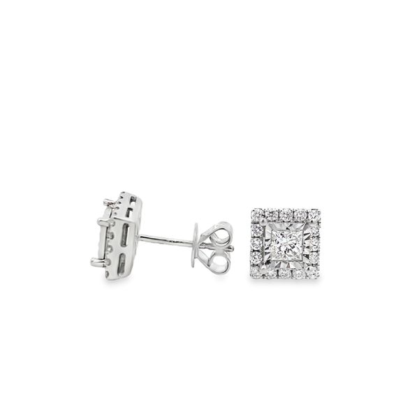 SVS Signature Halo Collection Princess Halo Diamond Studs, .81ctw Image 3 SVS Fine Jewelry Oceanside, NY