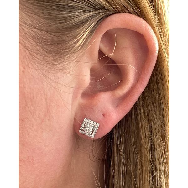 SVS Signature Halo Collection Princess Halo Diamond Studs, .81ctw Image 4 SVS Fine Jewelry Oceanside, NY