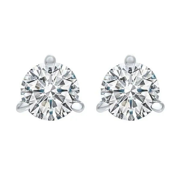 White Gold Diamond 3 Prong Studs, 0.50Cttw