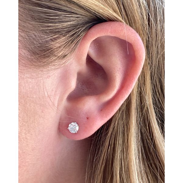 White Gold & Lab Grown Diamond Studs, 1Cttw Image 3 SVS Fine Jewelry Oceanside, NY