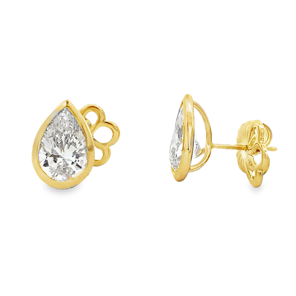 Yellow Gold Lab Grown Pear Diamond Stud Earrings Image 2 SVS Fine Jewelry Oceanside, NY