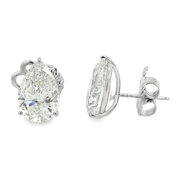 White Gold Lab Grown Pear Diamond Stud Earrings Image 2 SVS Fine Jewelry Oceanside, NY