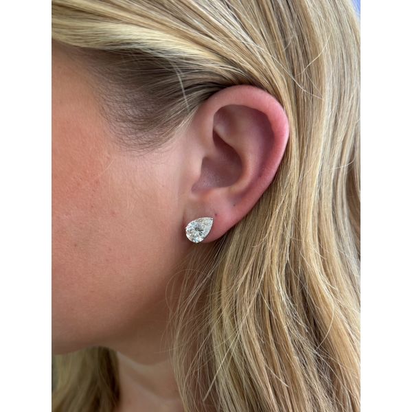 White Gold Lab Grown Pear Diamond Stud Earrings Image 3 SVS Fine Jewelry Oceanside, NY