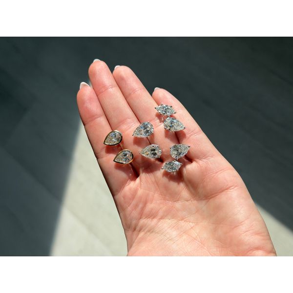 White Gold Lab Grown Pear Diamond Stud Earrings Image 4 SVS Fine Jewelry Oceanside, NY