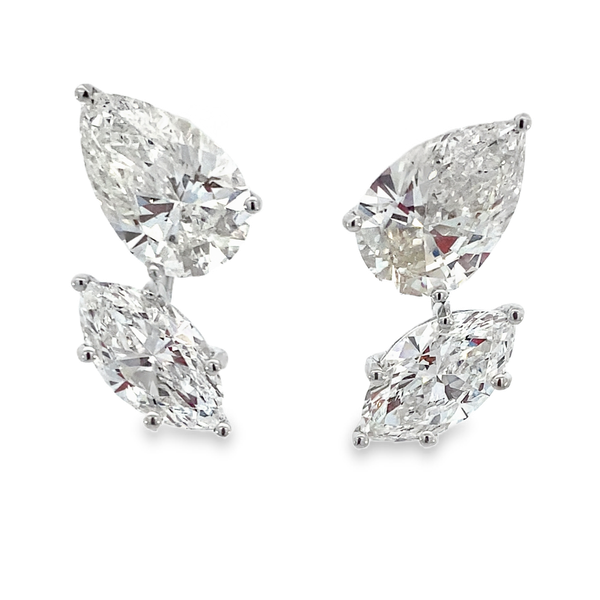 White Gold Lab Grown Pear & Marquise Diamond Earrings Image 3 SVS Fine Jewelry Oceanside, NY