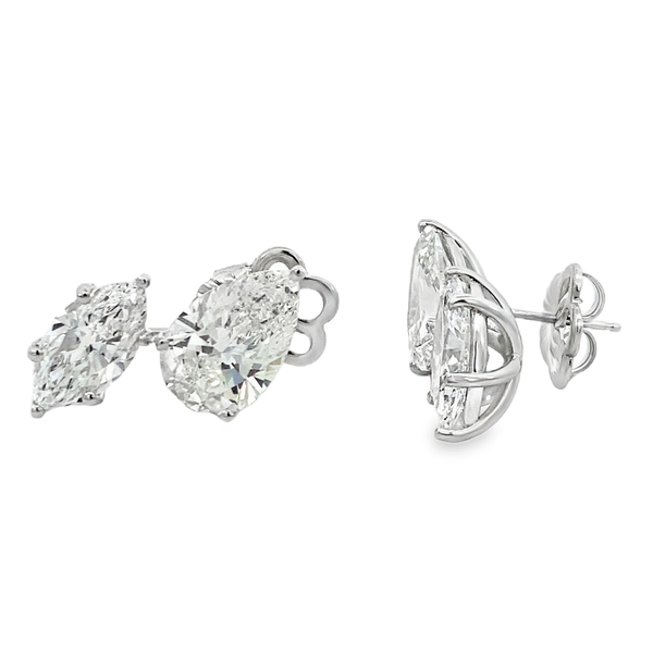 White Gold Lab Grown Pear & Marquise Diamond Earrings Image 4 SVS Fine Jewelry Oceanside, NY