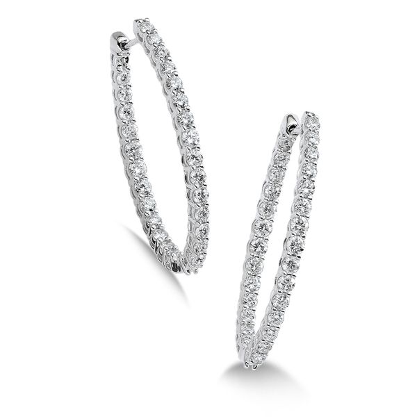 14K White Gold Diamond Inside-Out Oval Hoop Earrings SVS Fine Jewelry Oceanside, NY