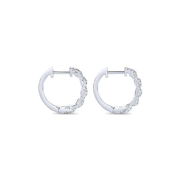 Gabriel & Co. Kaslique White Gold Diamond Huggie Earrings Image 3 SVS Fine Jewelry Oceanside, NY