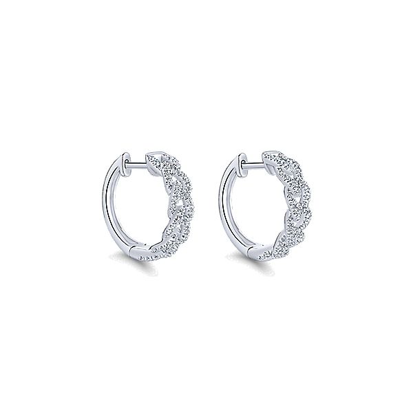 Gabriel & Co. Kaslique White Gold Diamond Huggie Earrings SVS Fine Jewelry Oceanside, NY