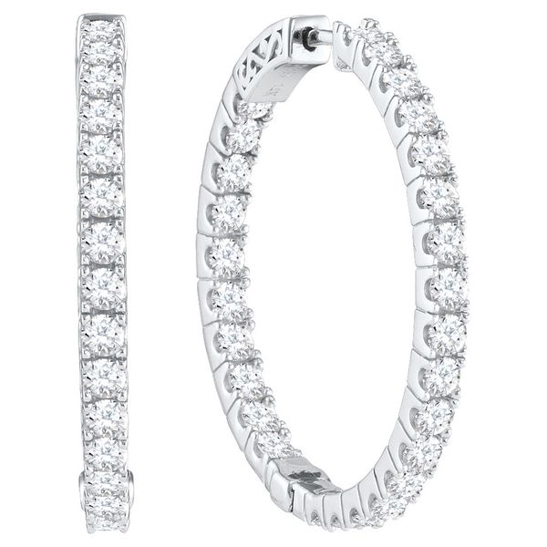 14K White Gold Diamond Inside-Out Hoop Earrings SVS Fine Jewelry Oceanside, NY