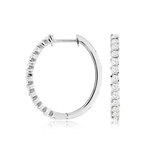 White Gold Diamond Hoop Earrings, 1.00cttw SVS Fine Jewelry Oceanside, NY