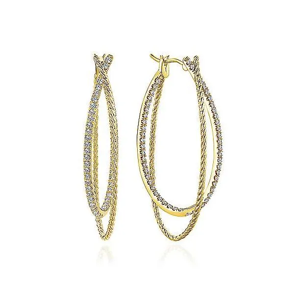 Gabriel & Co. Hampton 14K Yellow Gold Diamond Hoops SVS Fine Jewelry Oceanside, NY