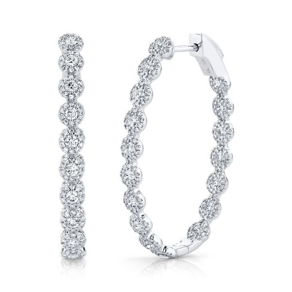 Shy Creation 14K White Gold & Diamond Oval Earrings SVS Fine Jewelry Oceanside, NY