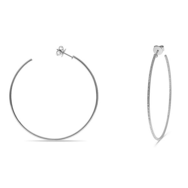 White Gold Diamond Open Hoop Earrings. .71cttw SVS Fine Jewelry Oceanside, NY