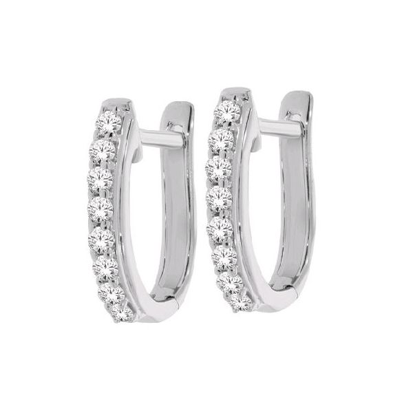 10K White Gold Diamond Hoop Earrings, .10Cttw SVS Fine Jewelry Oceanside, NY